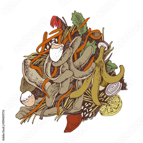 Compost raw hand drawn vector illustration