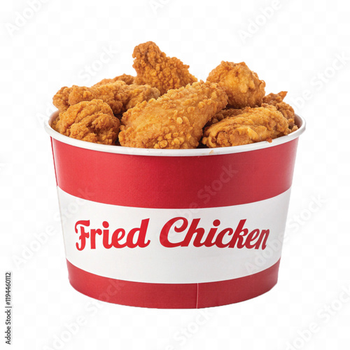 abstract 3d  Paper bucket of fried chicken in different colour style white background	

