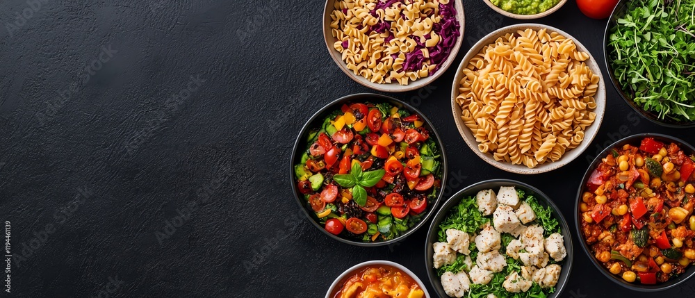 Organic vegan pasta, fresh plant-based ingredients, and earthy, natural tastes Organic vegan pasta, fresh plant-based ingredients, and earthy, natural tastes