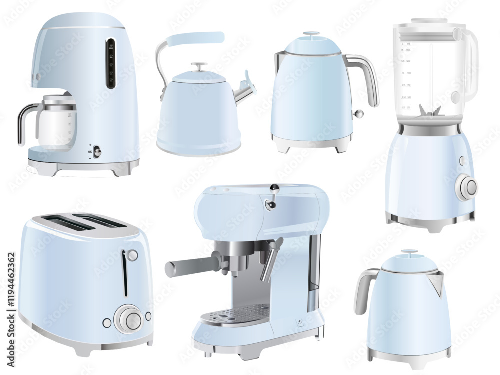 Retro style Set of kitchen appliance Retro style Set of kitchen appliance