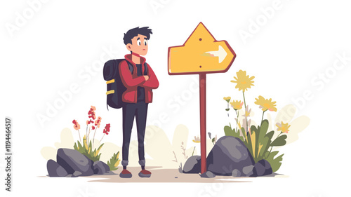Vector Illustration of a Person at a Crossroads