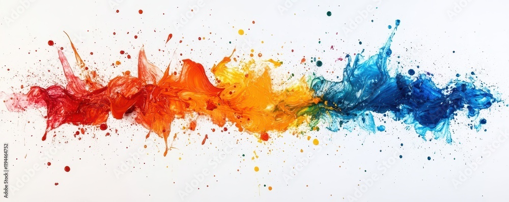 Vibrant abstract paint splash art with multicolor waves on white background Vibrant abstract paint splash art with multicolor waves on white background