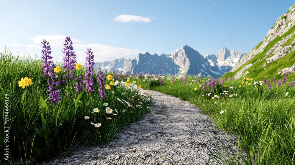 Obraz premium Alpine Wildflower Meadow Path