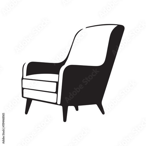 Simple Creative Minimalist Armchair Logo Design Silhouette Vector Illustration