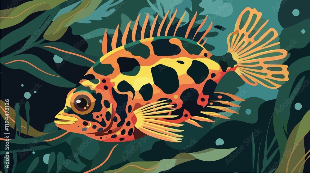 Fototapeta premium Vibrant Multi-Colored Fish in Underwater Reef Close-up Image