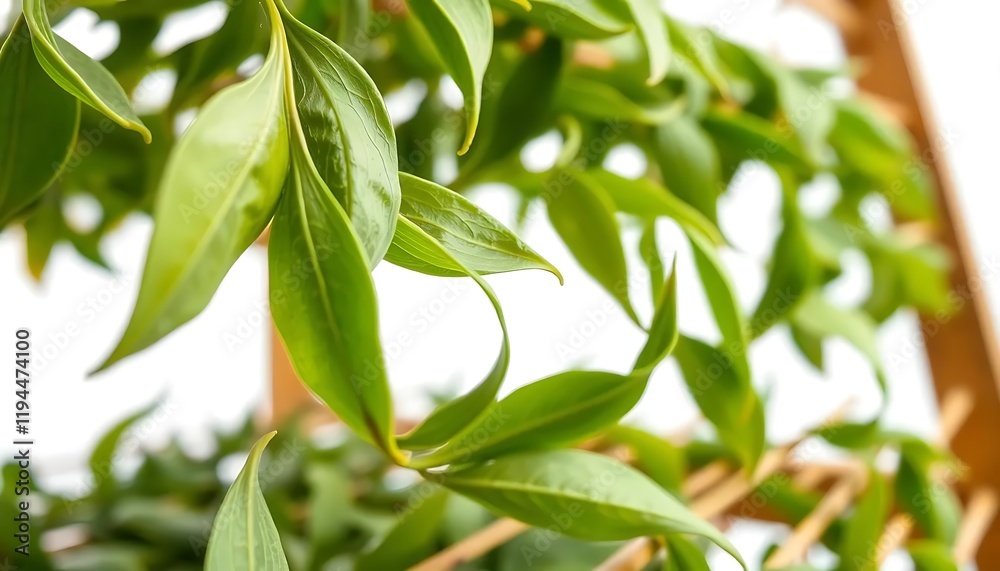 Luminous Green Foliage: A Serene Botanical Close-Up Luminous Green Foliage: A Serene Botanical Close-Up