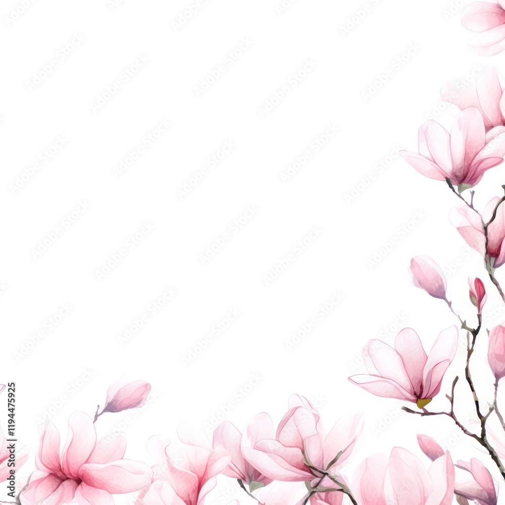 Fototapeta premium Magnolia petals border backgrounds outdoors blossom.