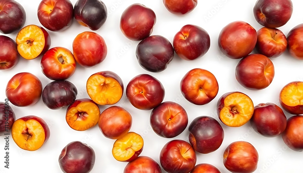 Plums: A Vibrant Still Life of Red and Orange Fruits Plums: A Vibrant Still Life of Red and Orange Fruits