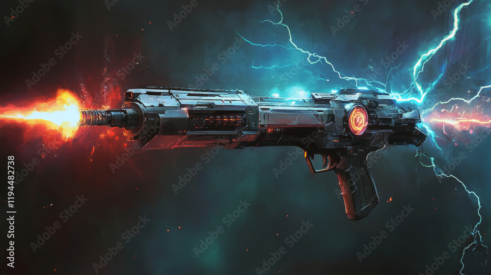 Space blasters and guns with shoot effect with laser, fire and plasma beams. Vector cartoon collection of futuristic alien weapons with energy rays, lightning and flash Space blasters and guns with shoot effect with laser, fire and plasma beams. Vector cartoon collection of futuristic alien weapons with energy rays, lightning and flash