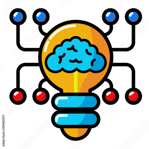 Deep learning Icon. Artificial intellegence in filled outline style
