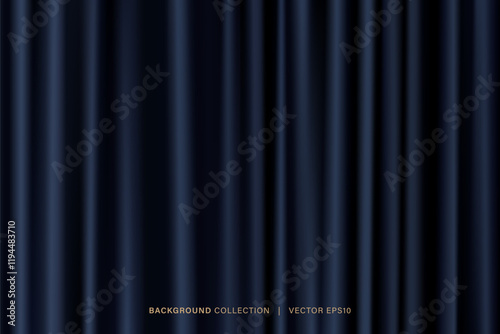 Drapes curtain background, dark blue color fabric