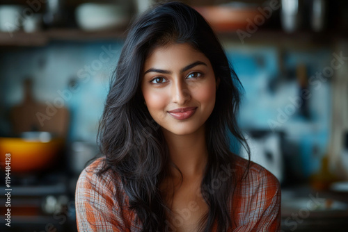 Wallpaper Mural Portrait of a young Indian ethnic girl in a modern kitchen Torontodigital.ca
