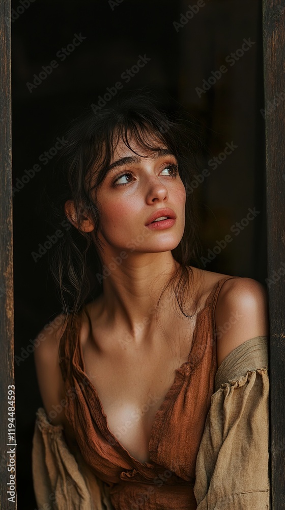 Fototapeta premium Mysterious Gaze: A Captivating Portrait of a Woman
