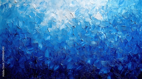 Abstract blue painting with thick impasto texture. Shades of blue create a gradient effect. photo