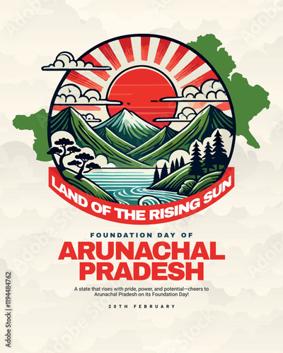 Arunachal Pradesh Foundation Day on 20th February social media post banner template