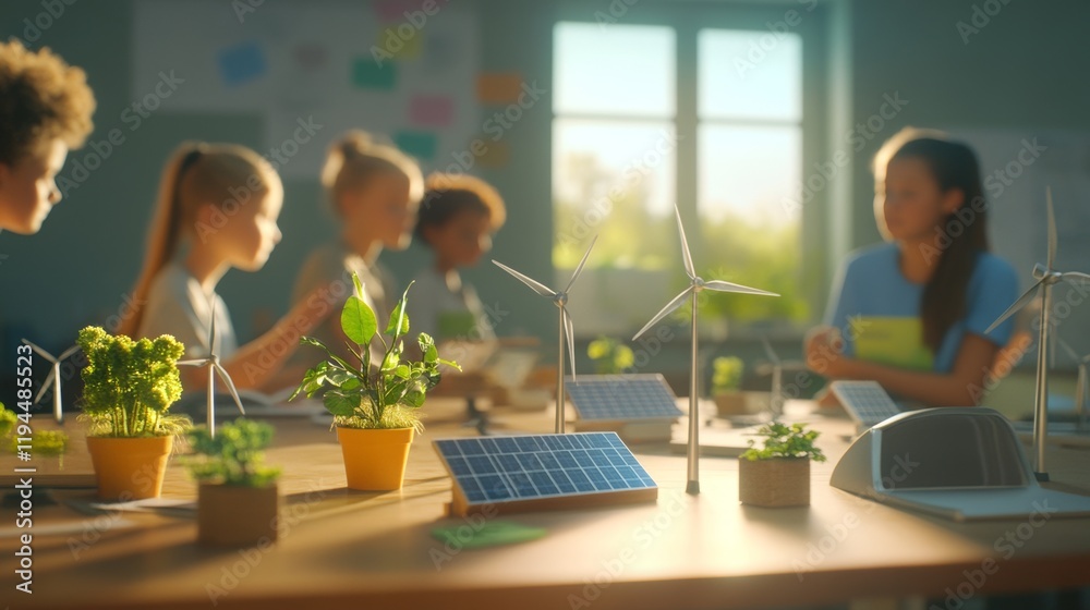 Two girl students in science class looking at a molecular model together Two girl students in science class looking at a molecular model together