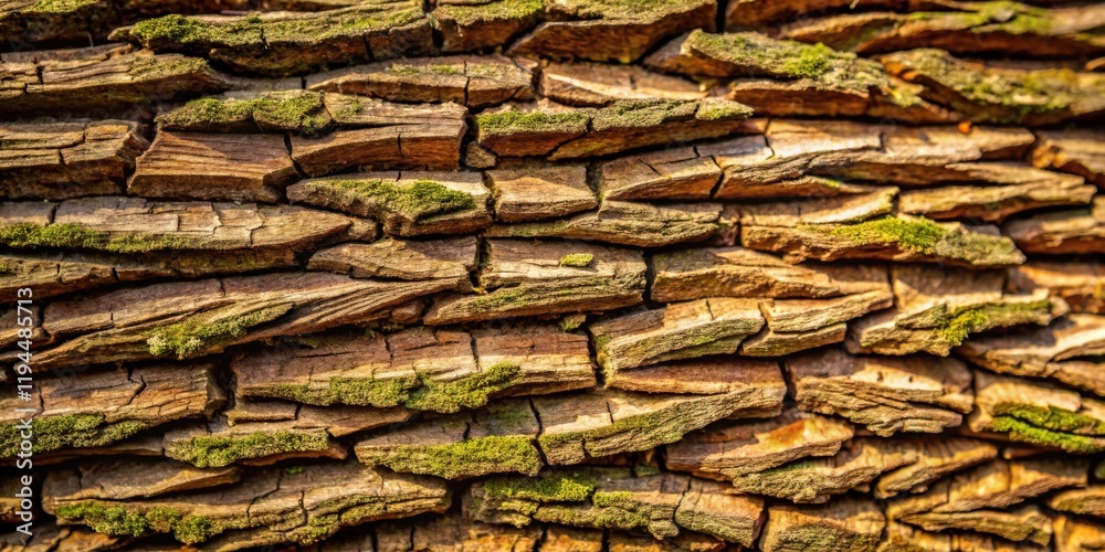 A Textured Pattern of Bark, Displaying Layers of Wood, Lines, and Cracks, with Patches of Green Moss A Textured Pattern of Bark, Displaying Layers of Wood, Lines, and Cracks, with Patches of Green Moss