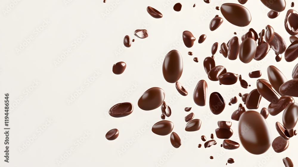 Obraz premium Chocolate beans falling against a white background