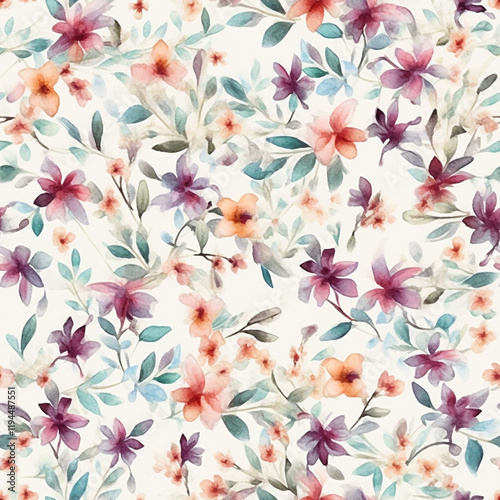 seamless pattern of vibrant watercolor flowers in pastel colors watercolor background

