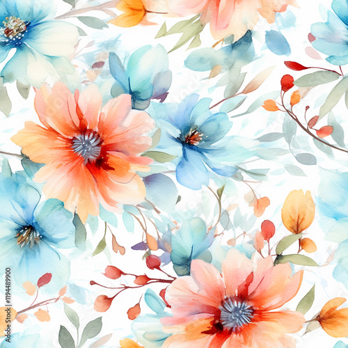 Delicate watercolor flowers in soft pinks and purples create serene and elegant pattern, perfect for adding touch of nature to any design  Seamless floral pattern for textile and wallpaper design
