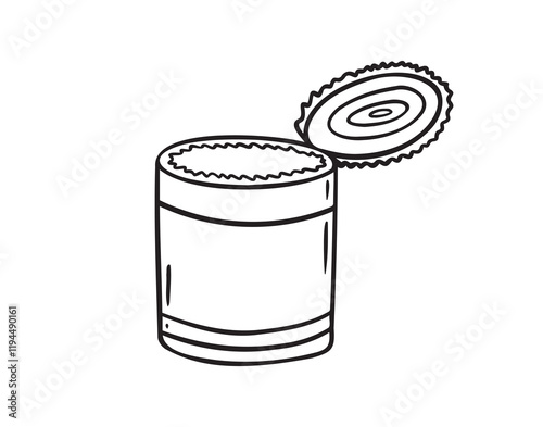 Tin can doodle hand drawn icon. Tin can camp canned food drawing outline clipart