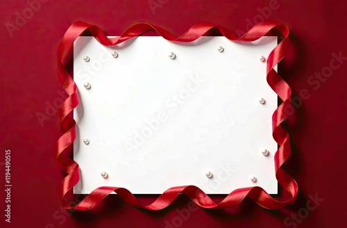 red satin ribbon surround a blank space, perfect for writing personal messages. Background for birthday, mother day, valentine day