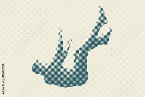 illustration of man falling from the sky, minimal concept