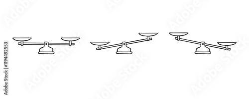 Scales hand drawn doodle element. Scales outline icon. Bowls of libra scales in balance, an imbalance of scales. 
