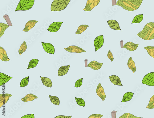 green leaves pattern. green leaves vector pattern background. Green tea leaf seamless pattern. tea leaves pattern background. seamless patterns with green leaves of tea