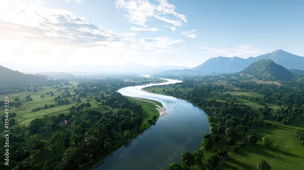 Fototapeta premium Serene River Valley Landscape