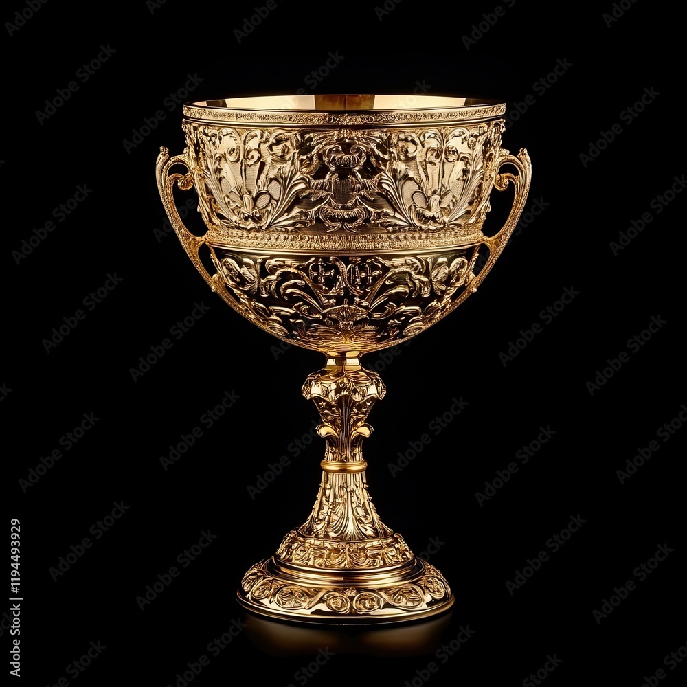 Champion golden trophy isolated on black background. Concept of success and achievement. Champion golden trophy isolated on black background. Concept of success and achievement.