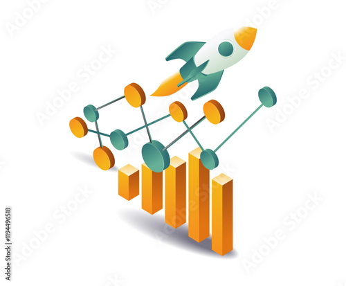 Bar chart analysis with rocket launching