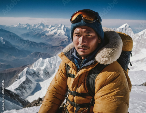 Portrait eines Sherpa im Hochgebirge