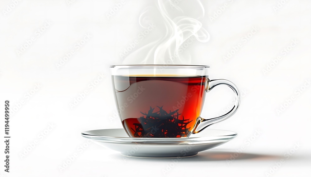 Steaming Cup of Dark Tea: A Serene, Minimalist Still Life Steaming Cup of Dark Tea: A Serene, Minimalist Still Life