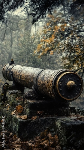 Wallpaper Mural Ancient Cannon in the Autumn Forest Torontodigital.ca