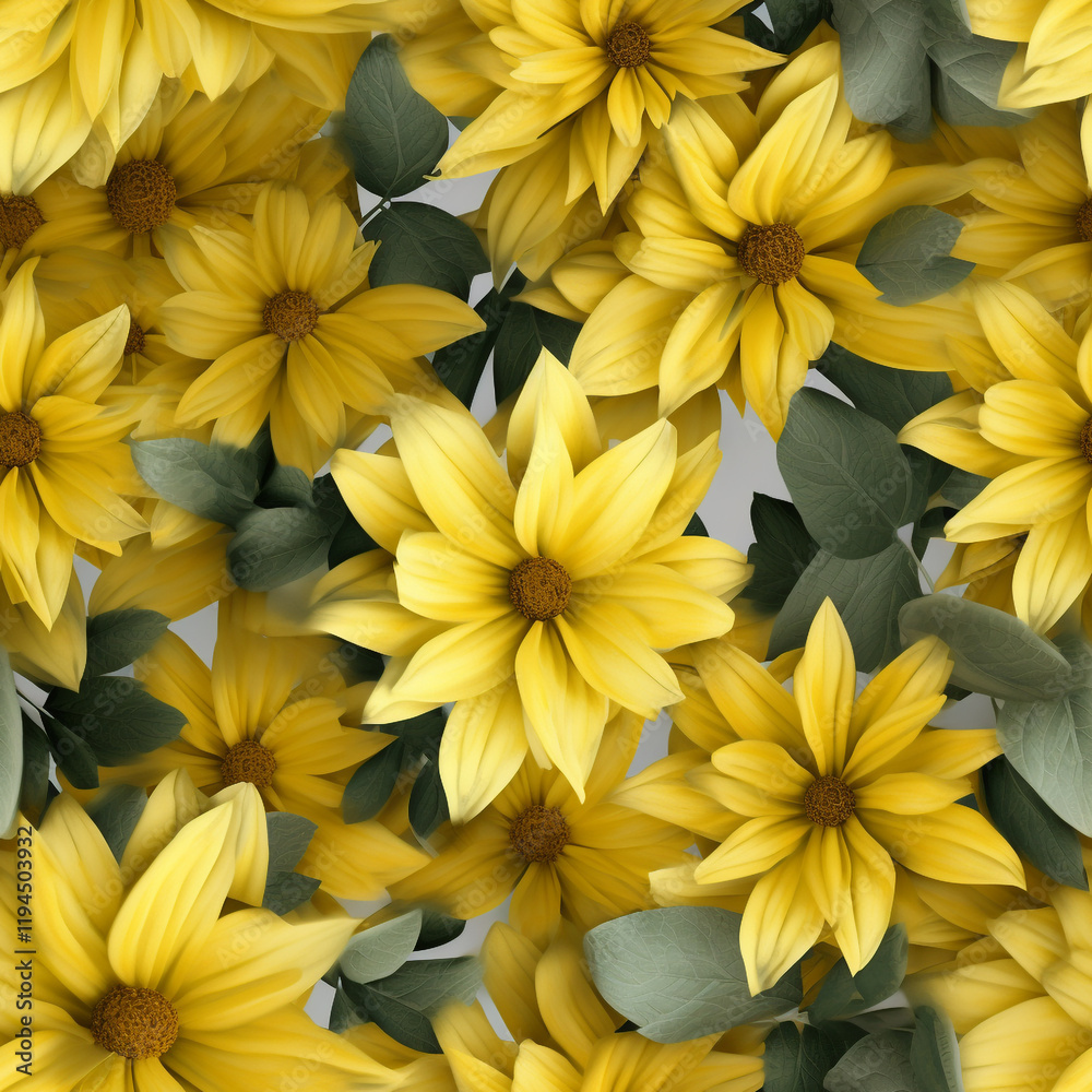 Fototapeta premium yellow flowers close up of yellow flowers, yellow flowers background, floral pattern wallpaper