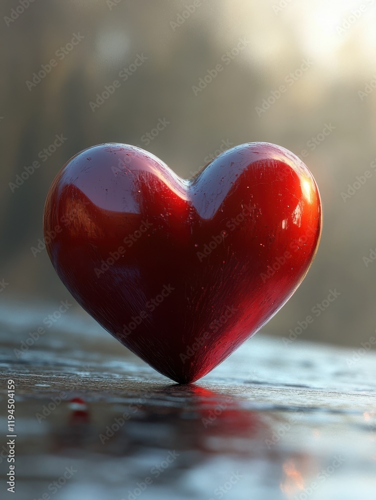 Fototapeta premium beautiful big red heart valentines day theme 3d render