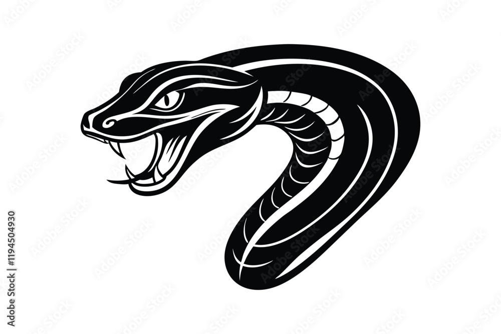 Naklejka premium Silhouette of snake head side view art illustration