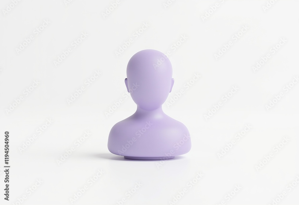 Versatile 3D Minimal Avatar Icon: Simple Rounded Human Figure in Light Purple and White, Ideal Placeholder for User Profiles and Avatars Versatile 3D Minimal Avatar Icon: Simple Rounded Human Figure in Light Purple and White, Ideal Placeholder for User Profiles and Avatars