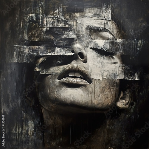 Abstract Monochrome Portrait of a Woman: A Study in Light and Shadow