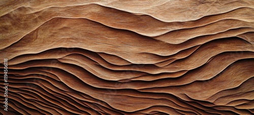 Abstract Closeup of Organic Brown Wooden Waving Waves Wall Texture Wood Art Background Banner