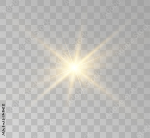 Transparent yellow sunlight special lens flash light effect. Front solar flare lenses	