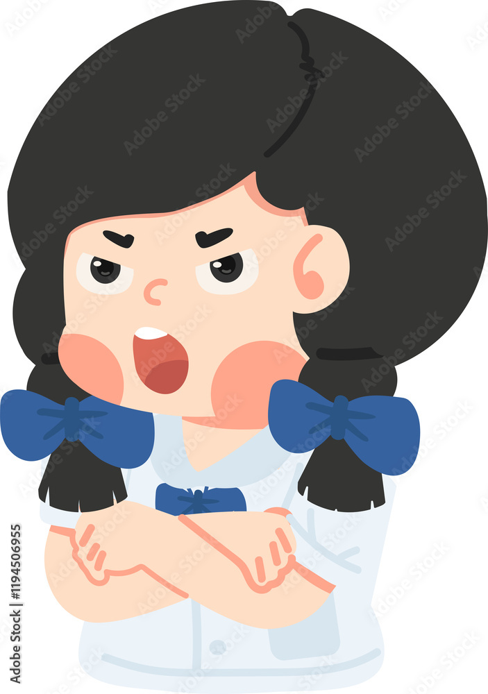 Girl angry student is crossing her arms Girl angry student is crossing her arms