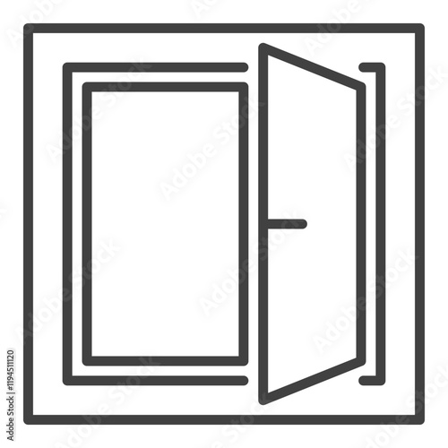 Minimalist Opened Window vector thin line icon or symbol