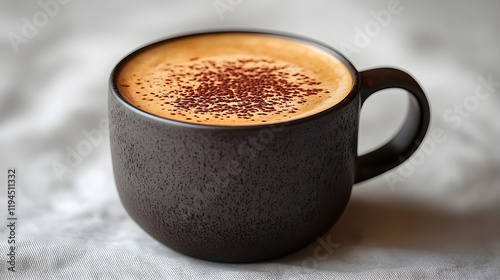 a cup of coffee with a lot of chocolate spied on top