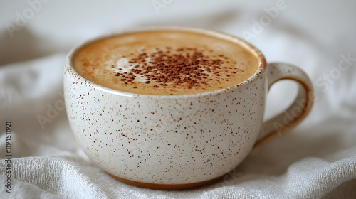 a cup of hot chocolate with a spoon photo