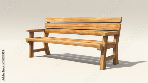 Wallpaper Mural Wooden park or backyard bench front view. Realistic vector illustration set of long chair with light brown wood texture for public city garden. Street furniture made of deck plank. Outdoor seat. Torontodigital.ca