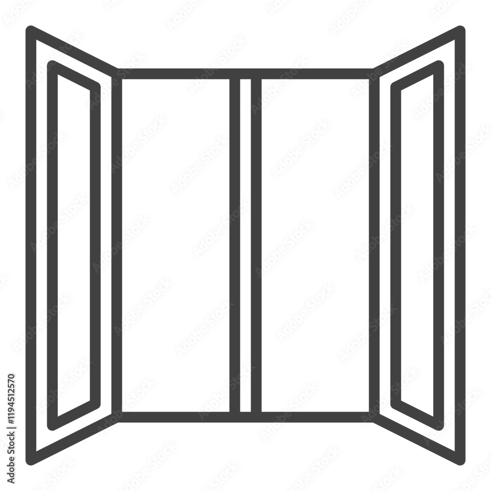 Opened Window vector outline icon or symbol Opened Window vector outline icon or symbol