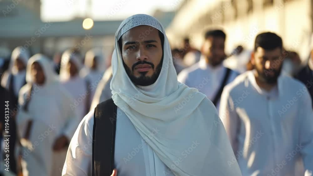 A Majestic Moment of Reflection Amidst the Hustle of Pilgrims at a Holy Site A Majestic Moment of Reflection Amidst the Hustle of Pilgrims at a Holy Site