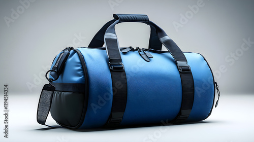 a blue duffle bag photo